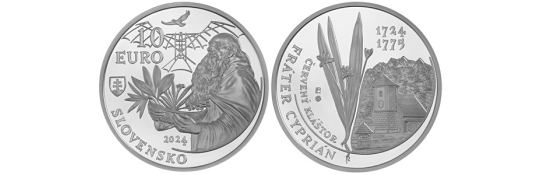 Pozvánka - predaj 10€ minca - Fráter Cyprián z Červeného Kláštora - 300. výročie narodenia