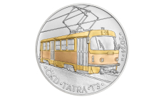 Strieborná minca 500 Kč (2024) BU - Električka ČKD Tatra T3 