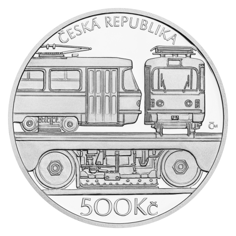 Strieborná minca 500 Kč (2024) proof - Električka ČKD Tatra T3